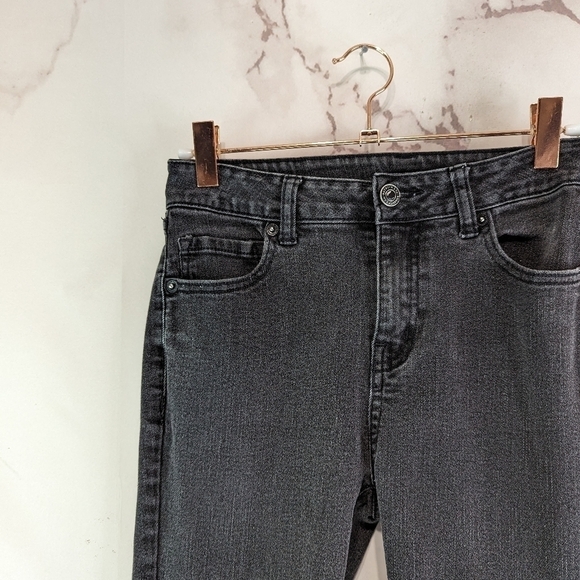Roebuck & Co Jeans Girls Size 6 Black Gray Denim Skinny Mid Rise Pant Sears - Picture 2 of 10